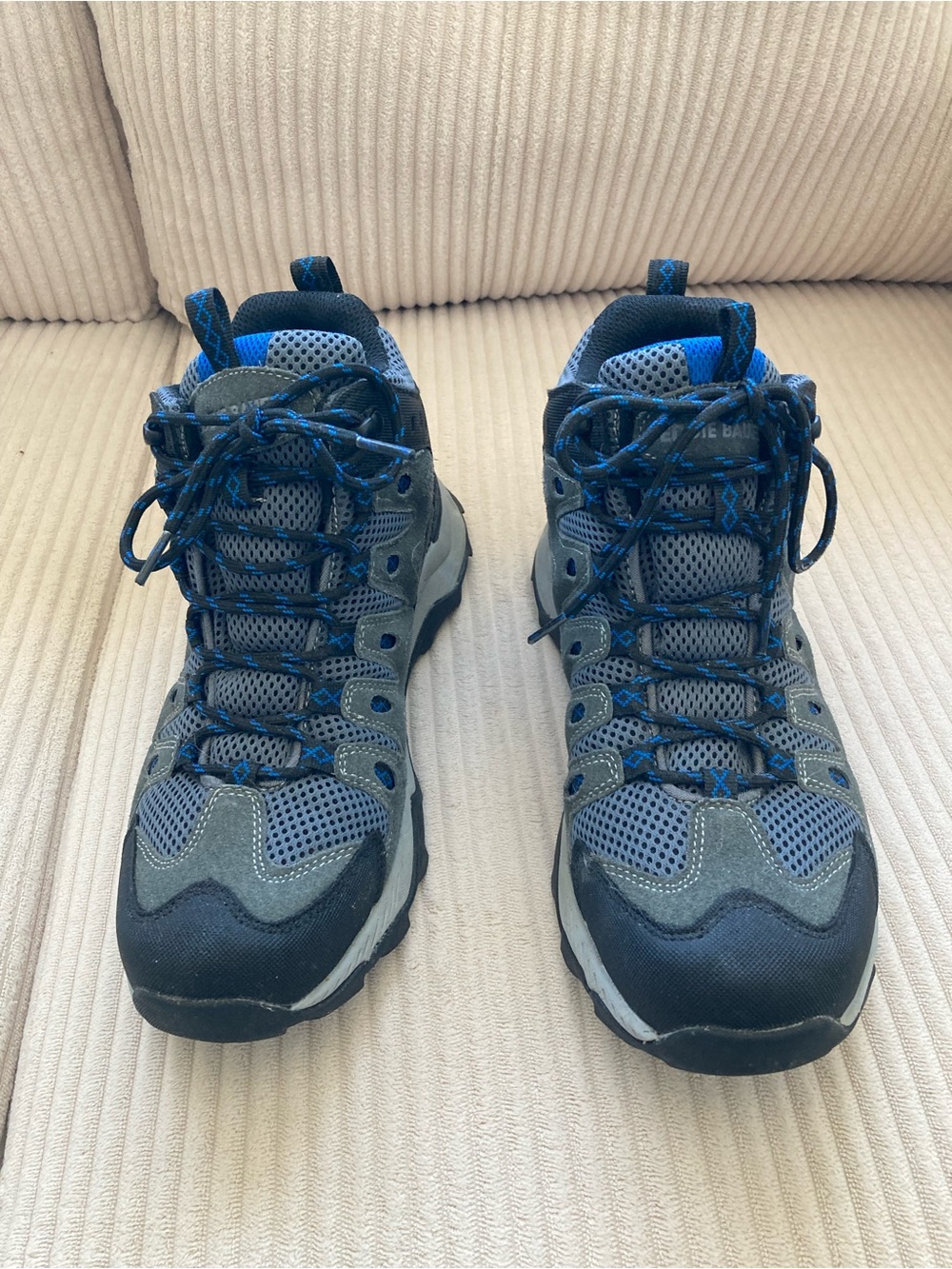 Eddie Bauer Men's Grey and Blue Red Lodge Waterproof Hiking Boots - size 8.5